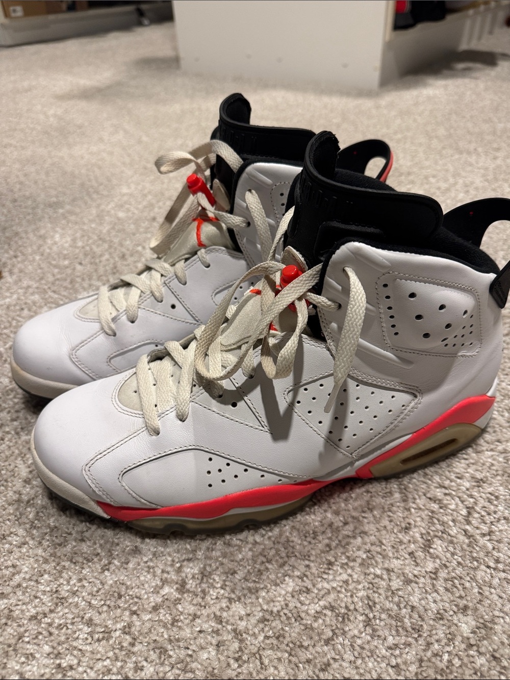 Jordan Mens White and Pink High-Top Sneakers
